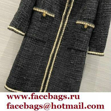 chanel 2021 FALL WINTER TWEED long COAT black