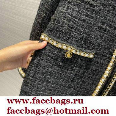 chanel 2021 FALL WINTER TWEED long COAT black