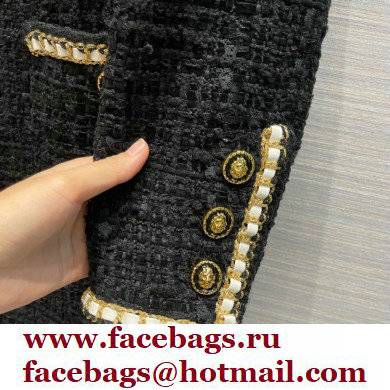 chanel 2021 FALL WINTER TWEED long COAT black