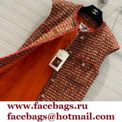 chanel 2021 FALL WINTER red tweed dress