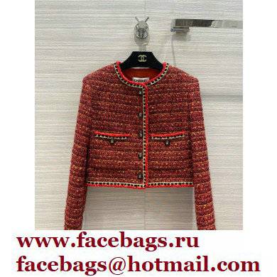 chanel 2021 FALL WINTER red tweed jacket