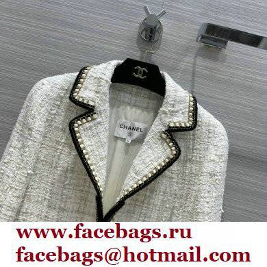 chanel 2021 FALL WINTER white TWEED long COAT