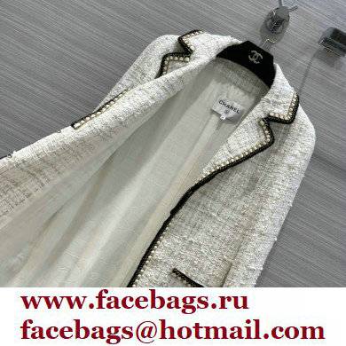 chanel 2021 FALL WINTER white TWEED long COAT