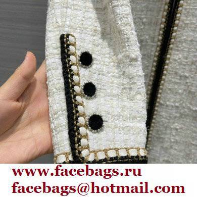 chanel 2021 FALL WINTER white TWEED long COAT