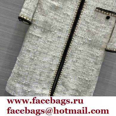 chanel 2021 FALL WINTER white TWEED long COAT