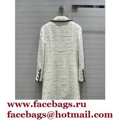 chanel 2021 FALL WINTER white TWEED long COAT