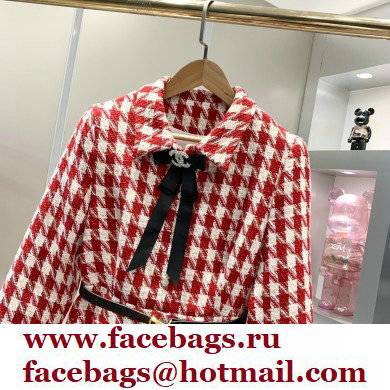 chanel red houndstooth dress 2022SS