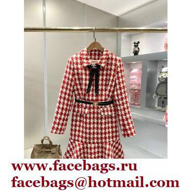 chanel red houndstooth dress 2022SS