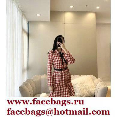 chanel red houndstooth dress 2022SS