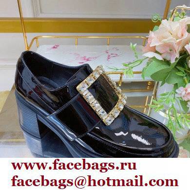 roger vivier Viv' Rangers strass Buckle Loafers in Patent Leather black