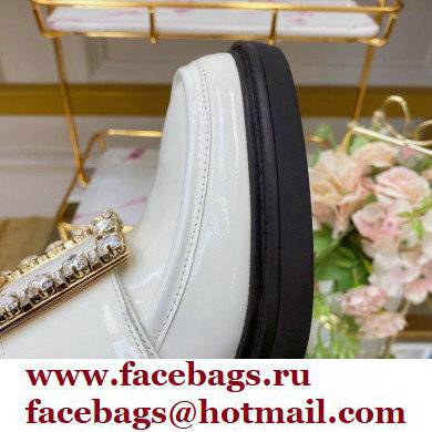 roger vivier Viv' Rangers strass Buckle Loafers in Patent Leather white