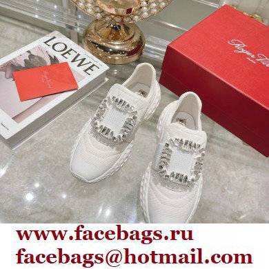 roger vivier Viv' Run Light Strass Buckle Sneakers in Fabrics WHITE