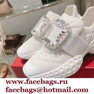 roger vivier Viv' Run Light Strass Buckle Sneakers in Fabrics WHITE