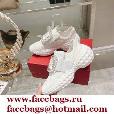 roger vivier Viv' Run Light Strass Buckle Sneakers in Fabrics WHITE