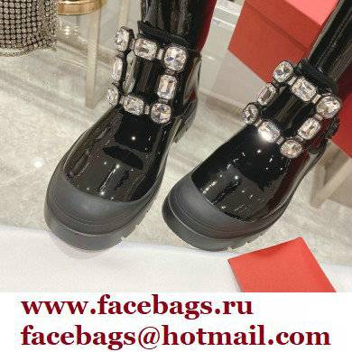 roger vivier Walky Viv' Strass Buckle High Boots in patent Leather black