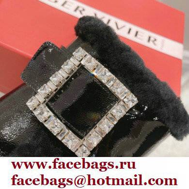 roger vivier Winter Viv' Strass snow Booties in Patent Leather black with black fur