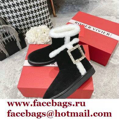 roger vivier Winter Viv' Strass snow Booties in suede Leather black