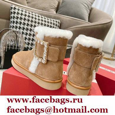 roger vivier Winter Viv' Strass snow Booties in suede leather apricot