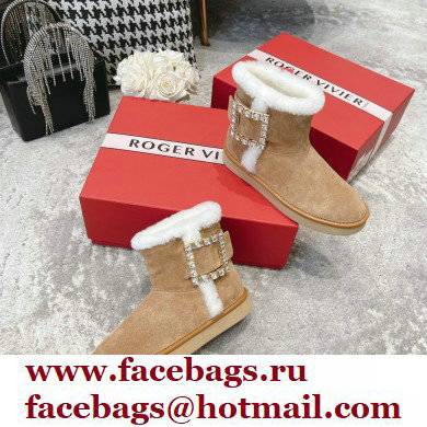 roger vivier Winter Viv' Strass snow Booties in suede leather apricot