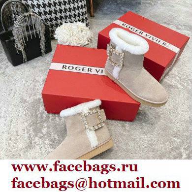 roger vivier Winter Viv' Strass snow Booties in suede leather off white