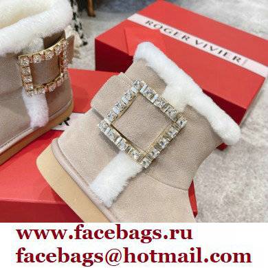 roger vivier Winter Viv' Strass snow Booties in suede leather off white