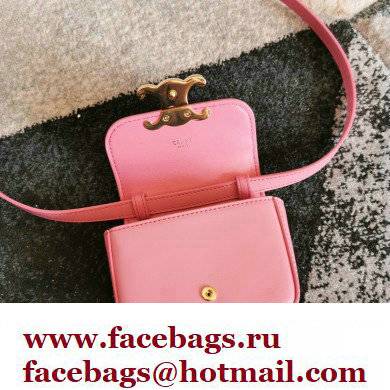 CELINE mini Triomphe Bag in shiny calfskin pink