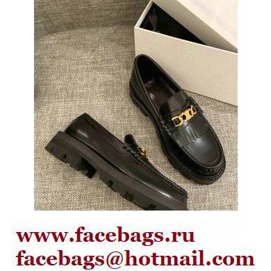 Celine Fringes Margaret Loafers With Triomphe Chain In Polished Bull Black 2022