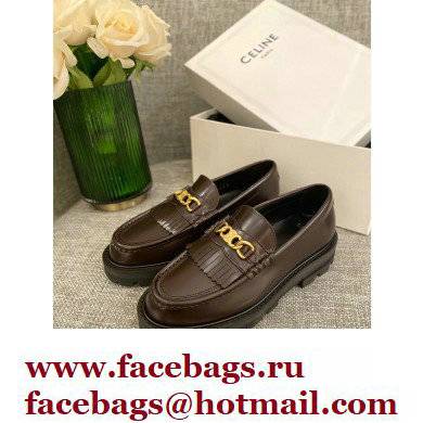 Celine Fringes Margaret Loafers With Triomphe Chain In Polished Bull Burgundy 2022