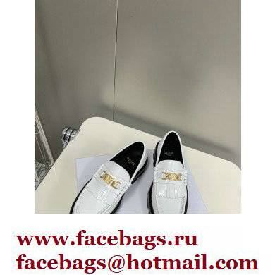 Celine Fringes Margaret Loafers With Triomphe Chain In Polished Bull White 2022