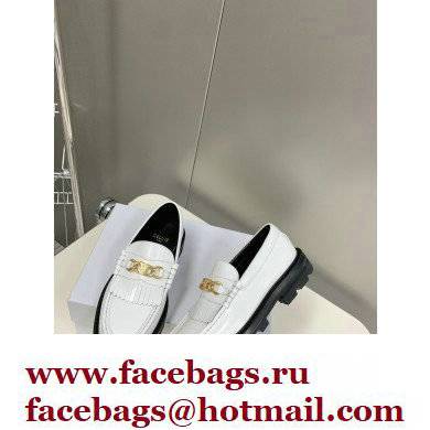 Celine Fringes Margaret Loafers With Triomphe Chain In Polished Bull White 2022