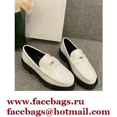 Celine Margaret Penny Chunky Loafers In Polished Bull White 2022