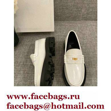 Celine Margaret Penny Chunky Loafers In Polished Bull White 2022