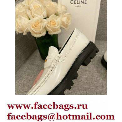 Celine Margaret Penny Chunky Loafers In Polished Bull White 2022