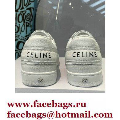 Celine Trainer Low Lace-up Sneakers In Calfskin White 2022