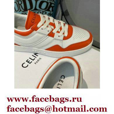 Celine Trainer Low Lace-up Sneakers In Calfskin White/Orange 2022