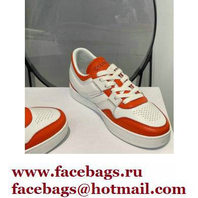 Celine Trainer Low Lace-up Sneakers In Calfskin White/Orange 2022