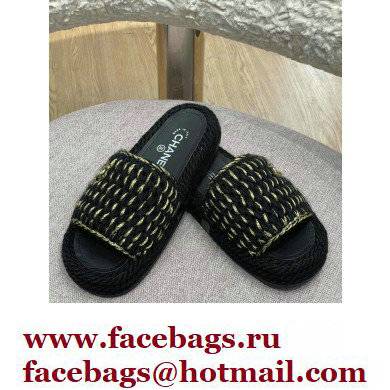 Chanel Braided Knit Mules G38189 Black 2022