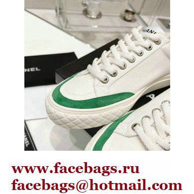 Chanel Canvas and Suede Sneakers White/Green 2022