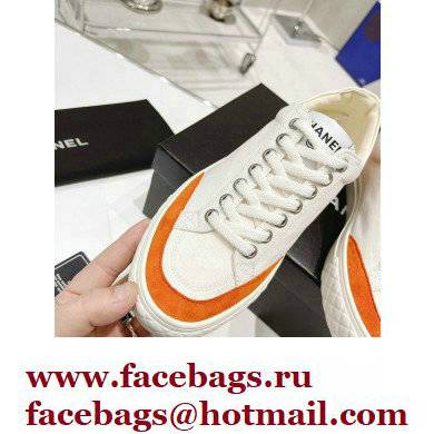 Chanel Canvas and Suede Sneakers White/Orange 2022