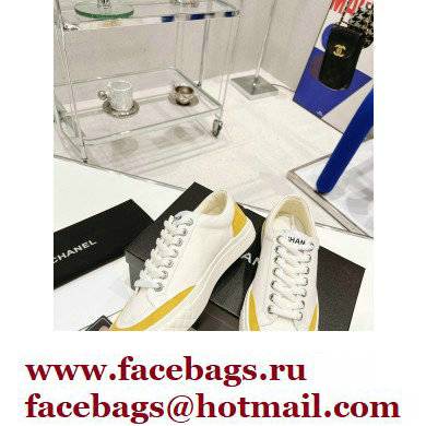 Chanel Canvas and Suede Sneakers White/Yellow 2022