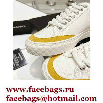 Chanel Canvas and Suede Sneakers White/Yellow 2022