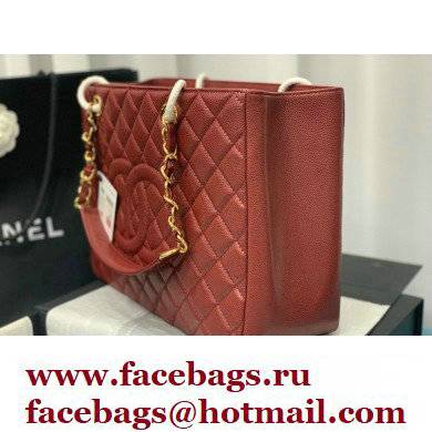 Chanel GST Shopping Tote Bag A50995 in Caviar Leather Burgundy/Gold