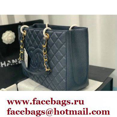 Chanel GST Shopping Tote Bag A50995 in Caviar Leather Navy Blue/Gold