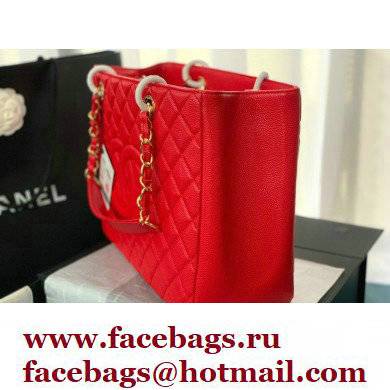 Chanel GST Shopping Tote Bag A50995 in Caviar Leather Red/Gold