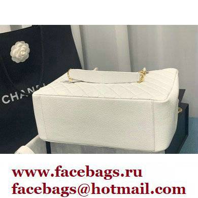 Chanel GST Shopping Tote Bag A50995 in Caviar Leather White/Gold