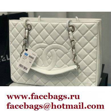 Chanel GST Shopping Tote Bag A50995 in Caviar Leather White/Silver