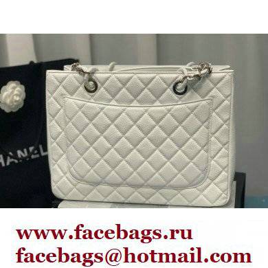 Chanel GST Shopping Tote Bag A50995 in Caviar Leather White/Silver