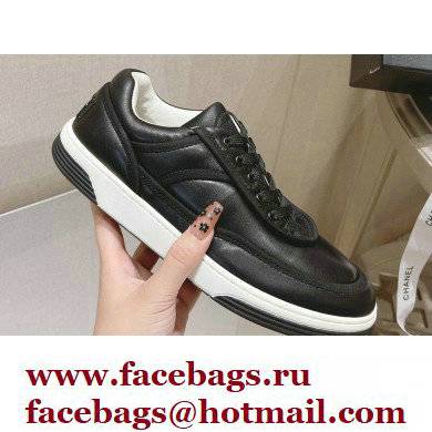 Chanel Leather Logo Sneakers Black 2022