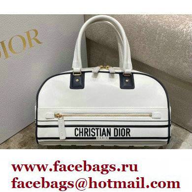 Dior Medium Vibe Zip Bowling Bag White 2022