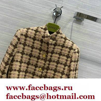 Gucci Lame check tweed jacket with belt 2022